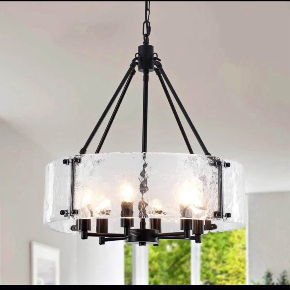 Modern Black and Clear Glass Chandelier